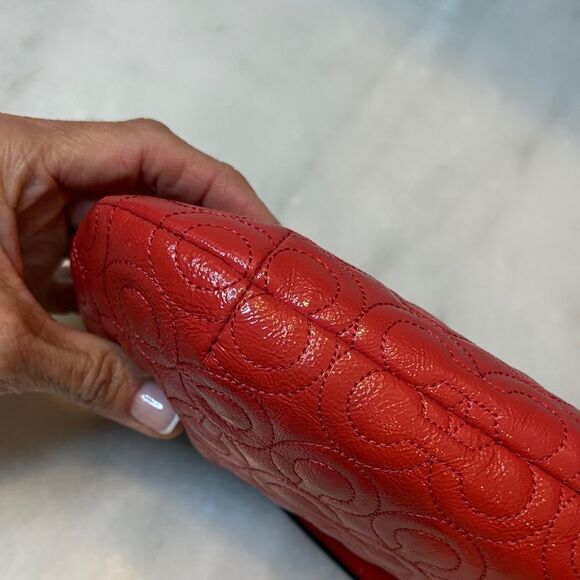 Coach Wristlet Bag Purse Leather Signature OpArt Logo Quilted Clutch Mini Bag - Picture 9 of 16